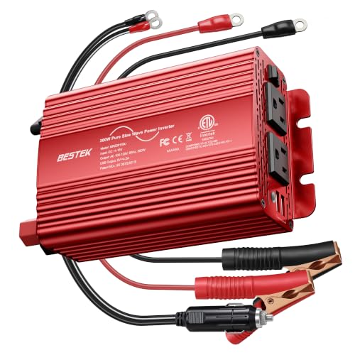 BESTEK 300W Pure Sine Wave Power Inverter - DC 12V to AC 110V Car Converter