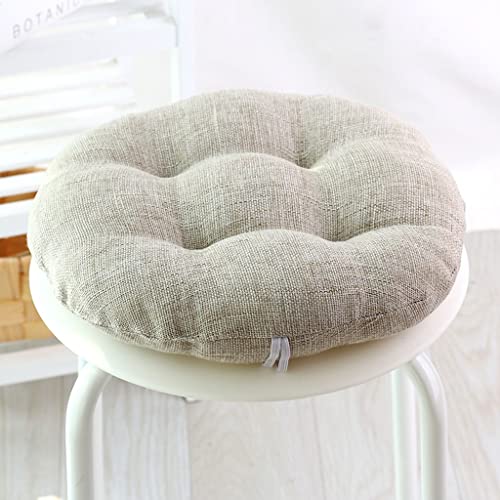 GOPG Linen Cushion, Thick Round Seat Cushion Soft Breathable Chair Pads Suitable for Dining Chair Office Chair Tatami-Diameter: 32cm(13inch)-A