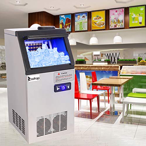 ZOKOP BY-90PF Commercial Ice Machine in a commercial kitchen or bar setting.