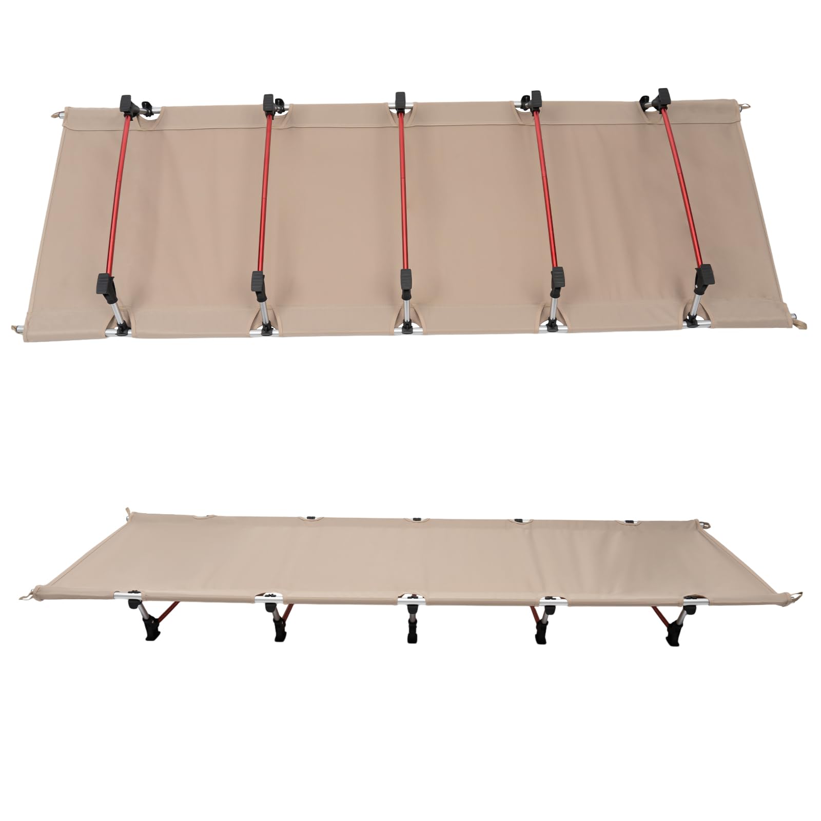 BRRIDE - Cama plegable ultraligera de 190 x 65 x 17 cm, con bolsa de transporte, capacidad de carga de hasta 150 kg, cama de camping resistente para camping, senderismo, viajes, playa, viajes ligeros