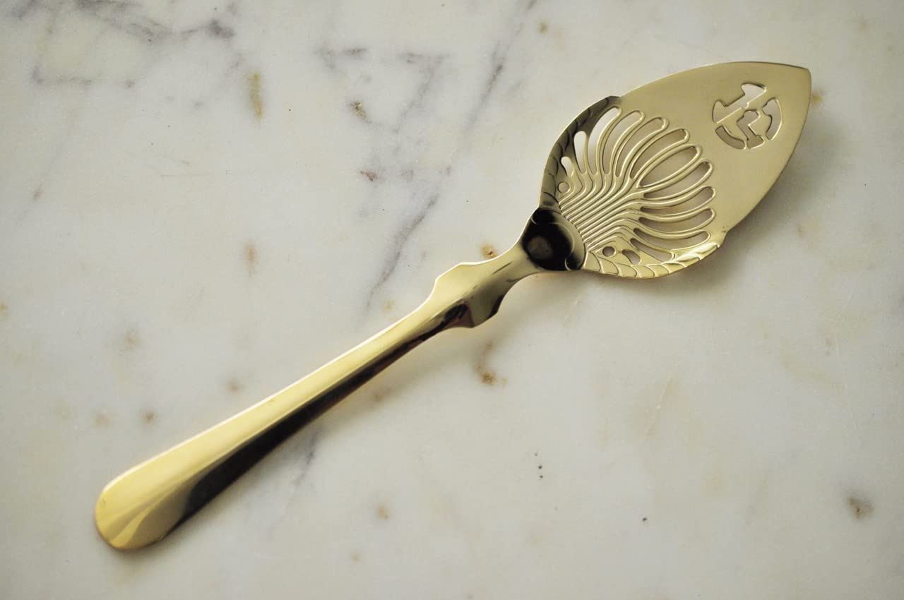 Bonnecaze Toulouse Lautrec Absinthe Spoon, Gold-Plated and 10 Sugar Cubes (5 packets)