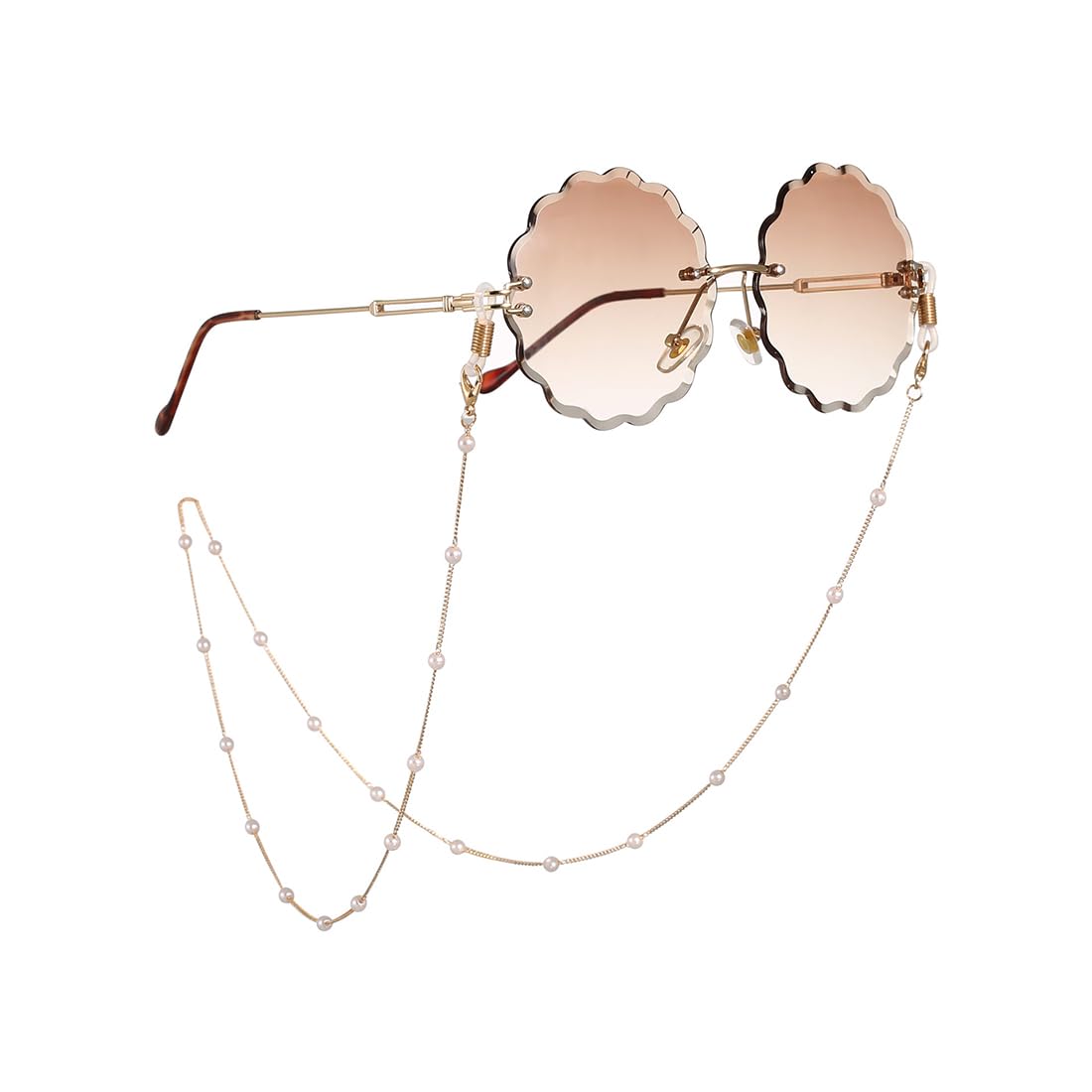 Cubahop distorsiona la cadena de gafas de sol de perlas, simple cadena de gafas de perlas de cristal, accesorios de gafas, decoración de mujeres y niñas