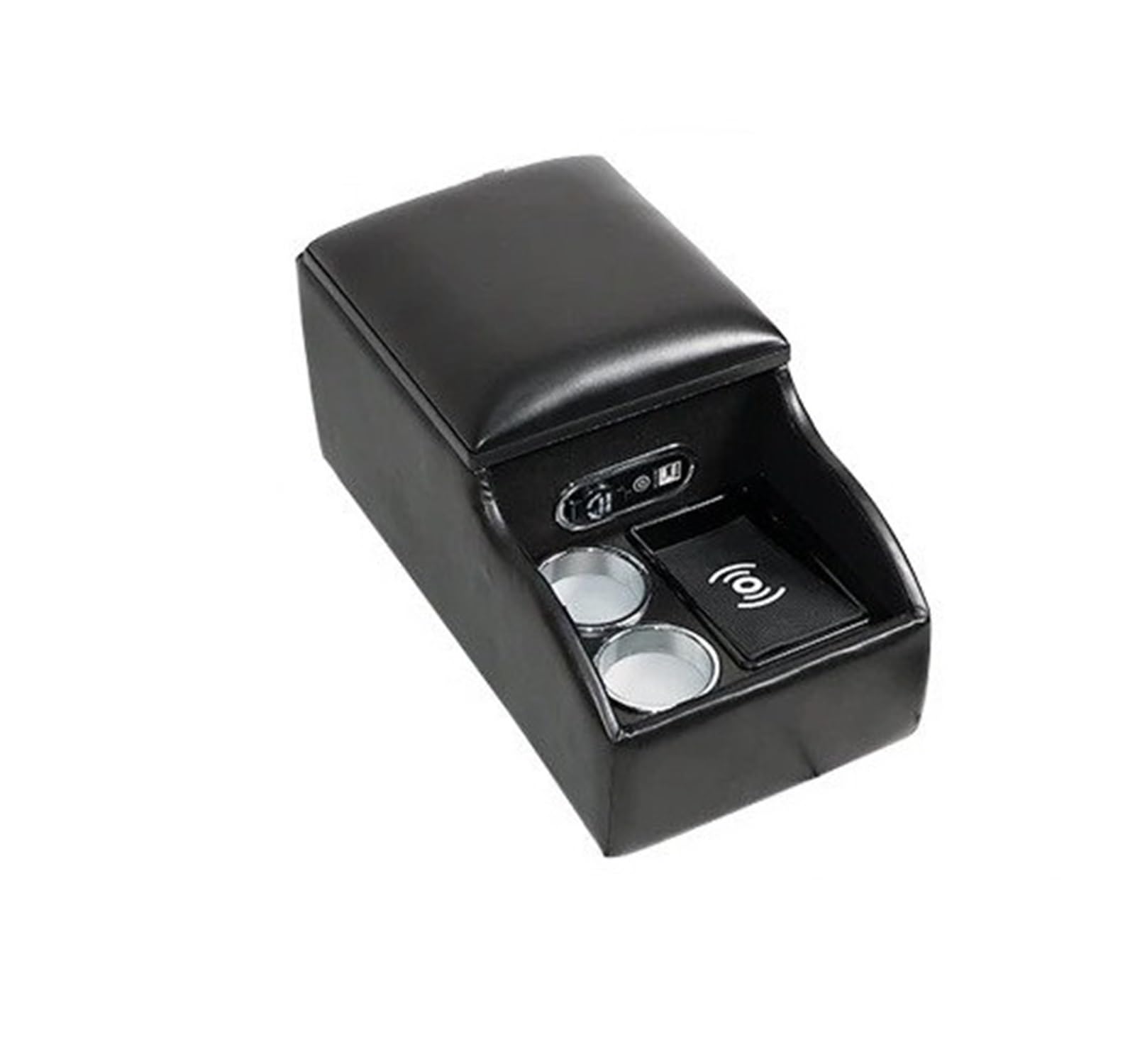 AWGNTQQ Car Armrests PU Leather Car Rear Console Fit For Multi Cars Storage Compartment USB Charger Rear Center Armrest(Black flat)