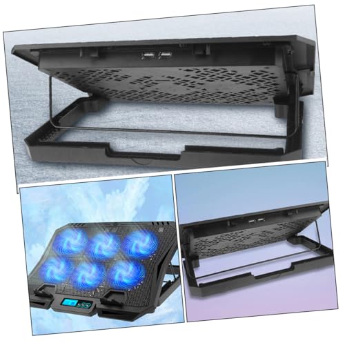 Base para portátil con ventilador ajustable y luz LED azul miniatura 5