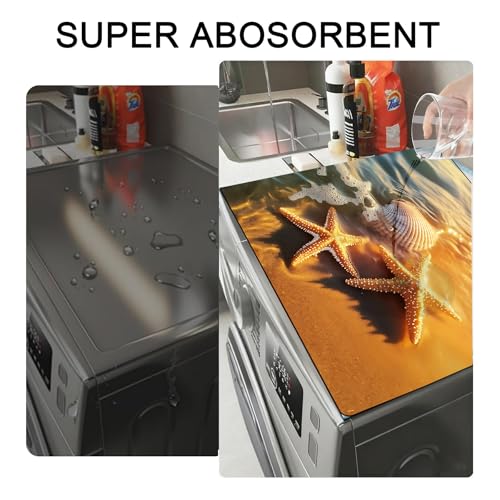 Image of Washer and Dryer Covers for the Top, Non-slip Dryer Top Protector Mat, Dust-proof Washing Machine Cover, 23.6 inch x 19.7 inch (Starfish, 23.6 inch x 19.7 inch)
