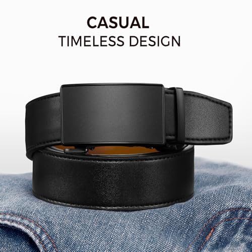 Image of Zitahli Belt Men,Leather Ratchet Belt for Men Dress Casual Every Day with Adjustable Buckle,Trim to Fit For Gift