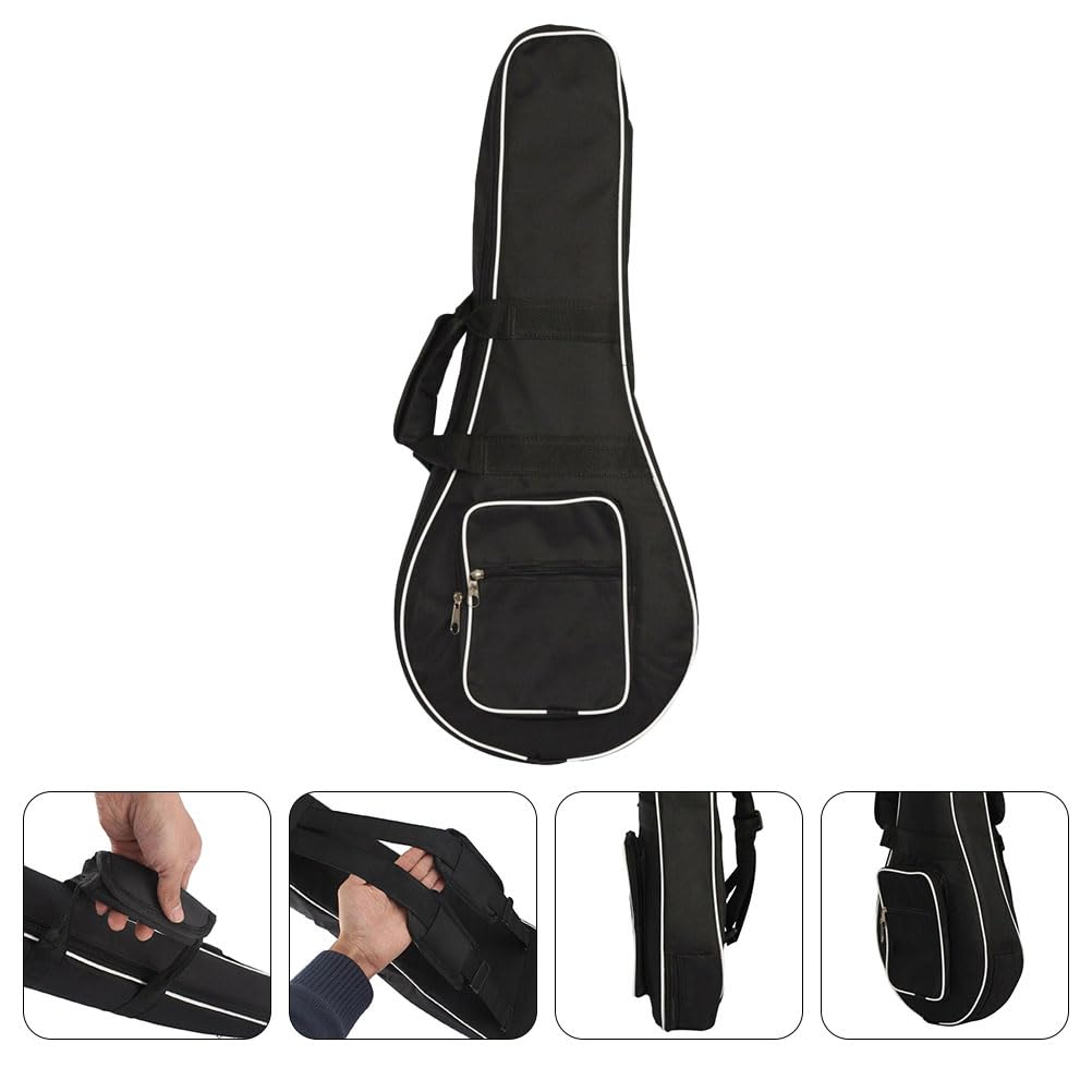 Supvox Mandolinentasche Gepolstert Mit Innentasche Aufbewahrungskoffer Für Mandoline Leichte Schwarze Stofftasche Mit Schloss Für Musiker