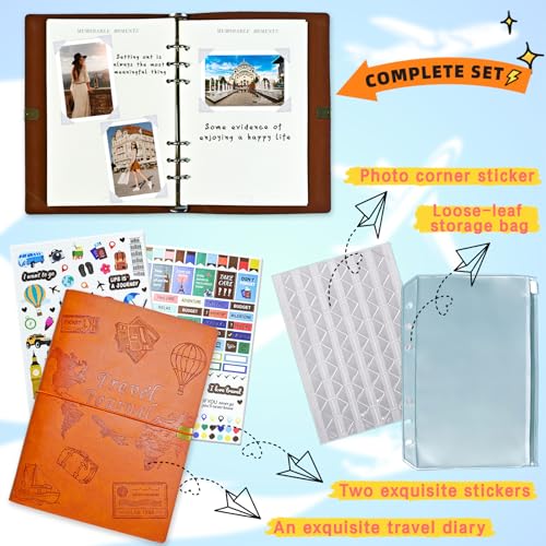 Image of Travel Journal for Women Men and Couples, Leather Travel Notebook with Prompts, Travel Memory Book & Adventure Book (Orange)