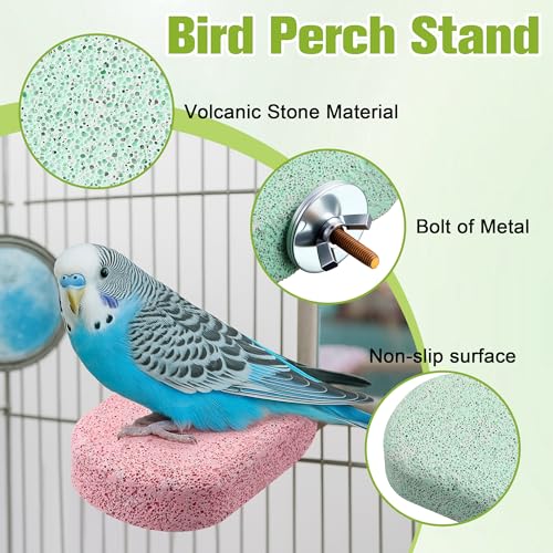 Image of 4 Pack Bird Beak Grinding Stone, Pumice Lava Ledge for Birds, Chinchillas, Hamsters, Parrots, Bird Perch Stand Climbing Ledge, Teeth & Beak Grinding Block (Short)