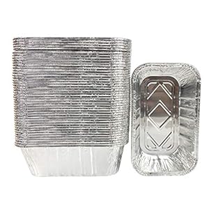 Waytiffer 50 Pack 1Lb mini Loaf Pans Heavy Duty Disposable Aluminum Foil Bread Tins Standard Size – 6″ X 3.5″ X 2.5″ Oven Safe Sturdy Small Bread Tin Pans-1 Pound Loaf Pans