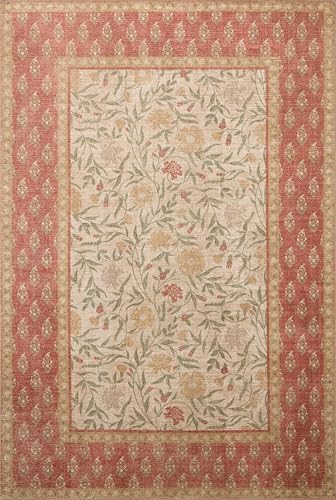 Image of Loloi Rifle Paper Co Edinburgh Ivory /Spice 10'-0 inch x 14'-0 inch Area Rug | EDN-01 Printed Approx. 10x14 Ivory / White Living room Dining room Bedroom, Rustic, Elegant, Muted, Refined, Area Rug