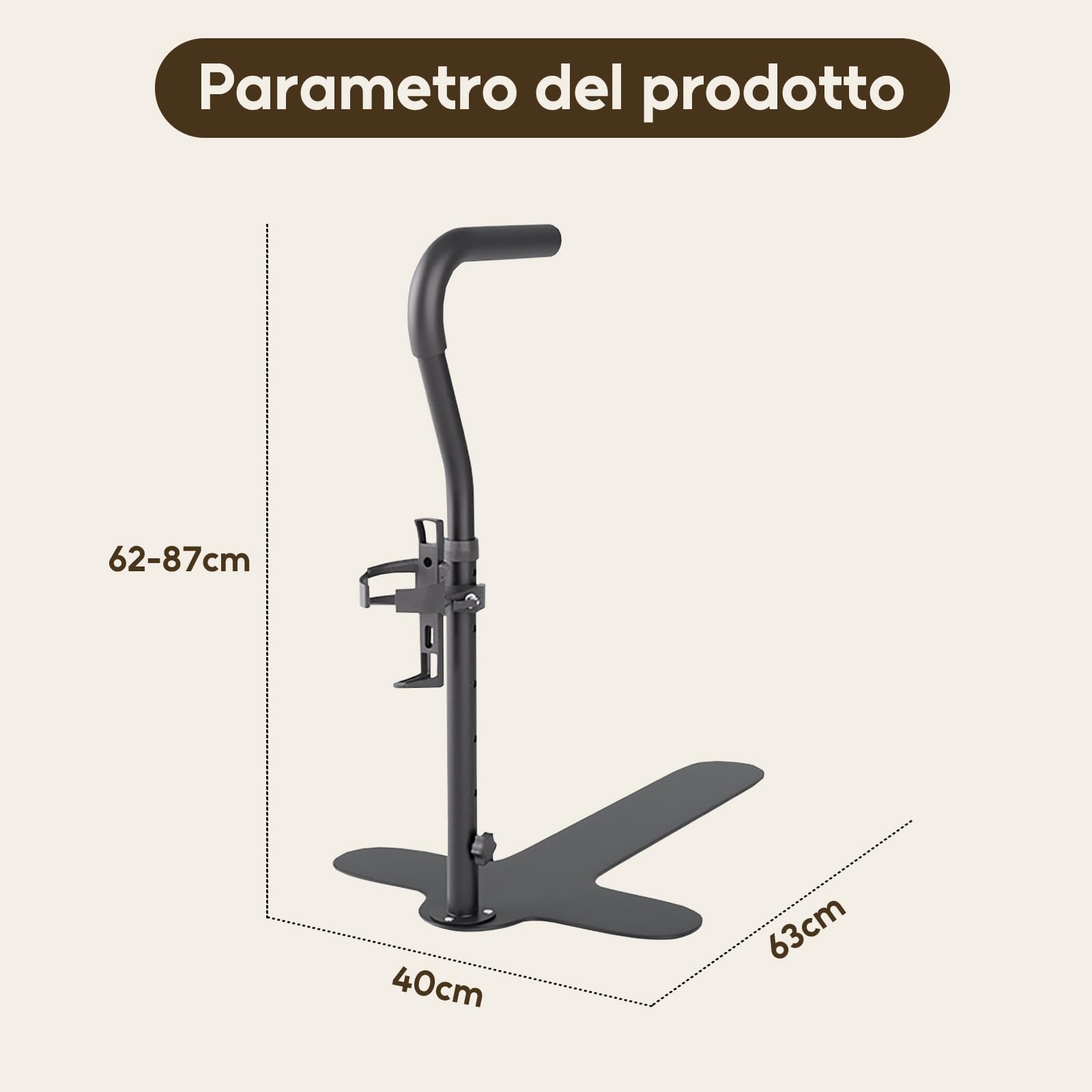 Supporto per anziani, con portabicchieri, regolabile in altezza, maniglione di sicurezza per divano o sedia, supporto per la vita quotidiana per anziani, disabili e disabili (nero)