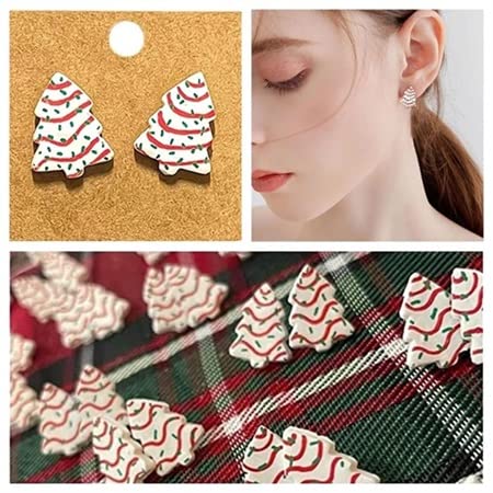 2023 New Christmas Tree Stud Earrings, Acrylic Stud Earrings with Card Christmas Theme Earrings2