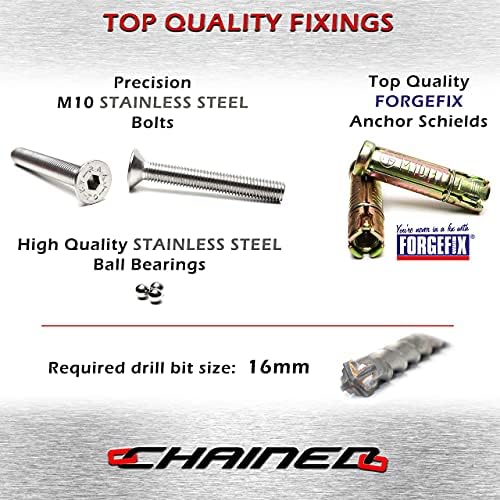CHAINED 12 Stainless Steel, No Weak Points, Ground Anchor, Wall Anchor, Bike Anchor, Motorcycle Ground Anchor, Bike Wall Anchor, Motorcycle Security, Ground Anchor Motorcycle, Motorbike Security, 12mm
