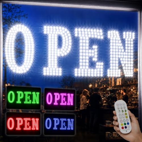 Letrero LED abierto con cuenta regresiva para locales que olvidan apagar sus luces