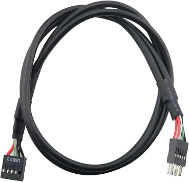 Black USB 2.0 9-pin Male to 9-pin Female Adapter Cable 515mm USB2.0 9Pin M/F Multiplier Extension Cord USB Header Extension Cable, USB Motherboard Cable