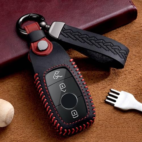 Couvre clé en cuir Benz Classe A C E GLC étui de protection haute finition