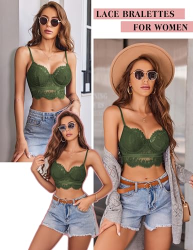 Image of Avidlove Lace Bralettes for Women Y2k Strap Bustier Cami Top V Neck Camisole Lingerie