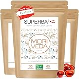 MoriVeda Superba Premium Aceite de krill, 180 cápsulas blandas (softgels), con innovador aceite Omega-3, astaxantina esterificada, antioxidantes y vitaminas, certificado MSC y sostenible