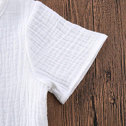 Image of fhutpw Baby Boys 2Pcs Summer Outfits Short Sleeve T-Shirt Tops Elastic Waistband Shorts Set Toddler Clothes
