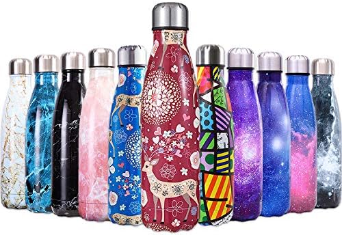 QXuan Insulated Stainless Steel Water Bottles Double Wall 500ml BPA Free for Sports Office School Travel Outdoor
