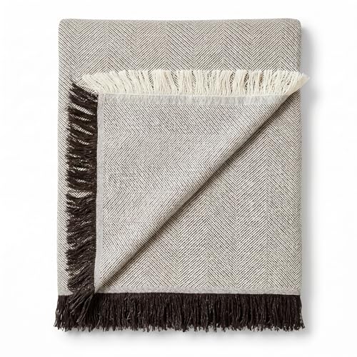 Martina Home Spiga Foulard Multiuso, 80% Cotone, 20% Poliestere, Ecru e Marrone, 130 x 180 cm