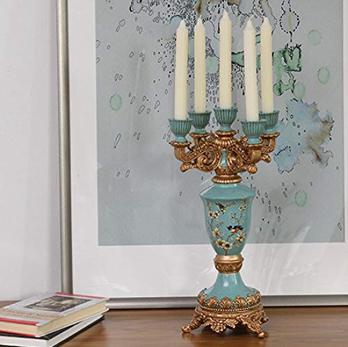 Resin Floor Standing Candlesticks 5-Arms Candlestick Holder Christmas Green Height 16.55In/42Cm Candle Holders For Tables, Vintage Candelabra #TOP5