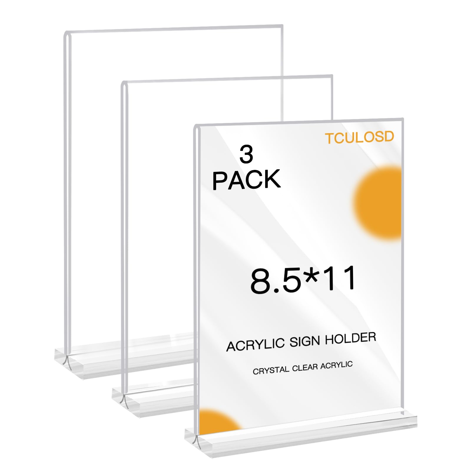 3 Pack Acrylic Display Stand - Clear Plastic Holder 8.5x11 - Tabletop and Wall Mount - Versatile Showcase for Flyers, Brochures, and Menus