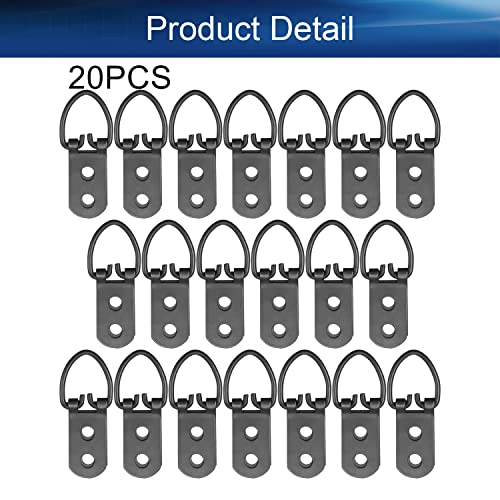 Image of Triangle Ring Picture Hangers 53 x 15mm Hardware Assortment Kit, for Home Decoration Hanging Clock Paintings Artwork Creative Picture Frame Photo Hanging Solutions Black Tone 20pcs