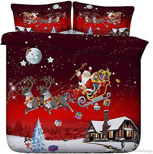 Image of Jardins de Luxe 3D Christmas Bedding Set Duvet Cover with Pillowcase Limited Edition Snowman | Father Santa | Christmas Greetings (Christmas Greetings, Double)