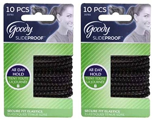 Goody Slide Proof Stayput Black Elastics, 4 mm - 20 Count
