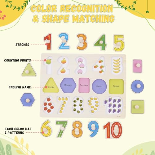Wooden Peg Puzzles for Toddlers 6 Pack Wooden Jigsaw Set for Kids Preschool Educational Learning Gift Toys for Boys & Girls - Image 3