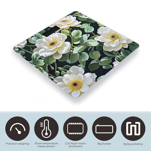 Báscula Digital de Baño Blanca y Esmeralda con Plataforma Amplia miniatura 3