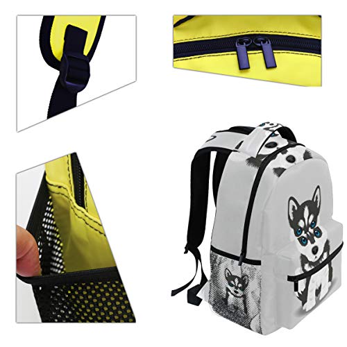 Wamika Siberian Husky Puppy Backpacks for Kids Women Men Dog Design Computer Laptop Backpack Cute Puppy Casual Book Bag Travel Camping Daypack4