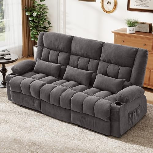 BOSMILLER Reclining Sofa with Cup Holders for Living Room 3 ...