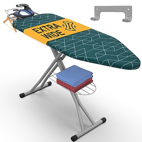 Xabitat Ironing Board Extra-Wide 57" x 18" Foldable with Wall Hanger