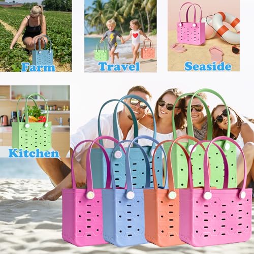 Rubber Tote Bag Small Beach Bag Waterproof Outdoor Tote Bag Washable Tote Portable Travel Bag Open Handbag2