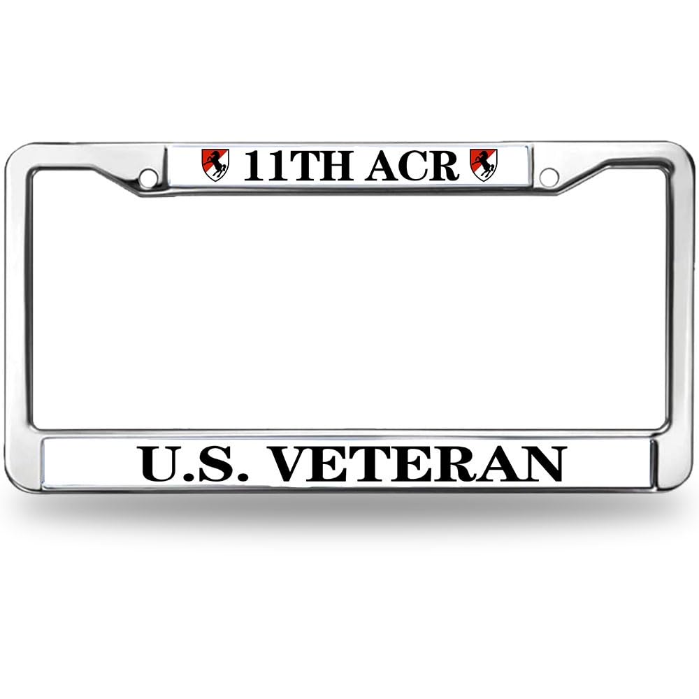 11th ACR US Veteran License Plate Frame Metal Heavy Duty Car Tag Holder