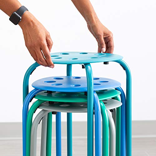 Image of Norwood Commercial Furniture Stacking Stools for Kids and Adults, 17.75 inch Standard Height Portable Nesting Office and Classroom Stools, Contemporary, Pack of 4