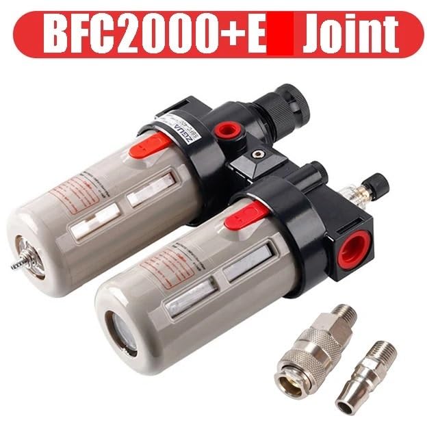 BFC2000 BFC3000 BFC4000 1/4 3/8 1/2 Air Compressor Oil Water Separator Filter Regulator Preparation FRL Combination 1Pcs(BFC Plastic w EU,2000)