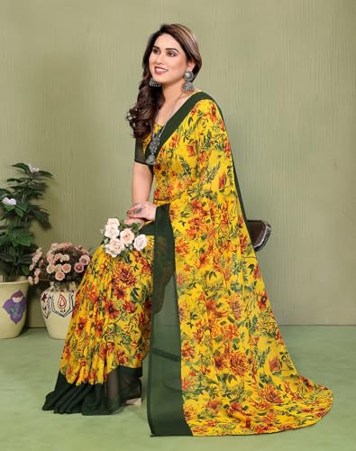 Image of Yashika Women's Georgette Saree with Blouse Piece for Traditional Ethinic Wear Sari