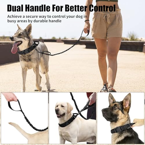 Tactical Dog Collar Leash Set, Adjustable Military Training Nylon Collar Dog Training with Control Handleand Metal Buckle, Dog Collar for Medium Large Dogs (Black,L) - Image 5