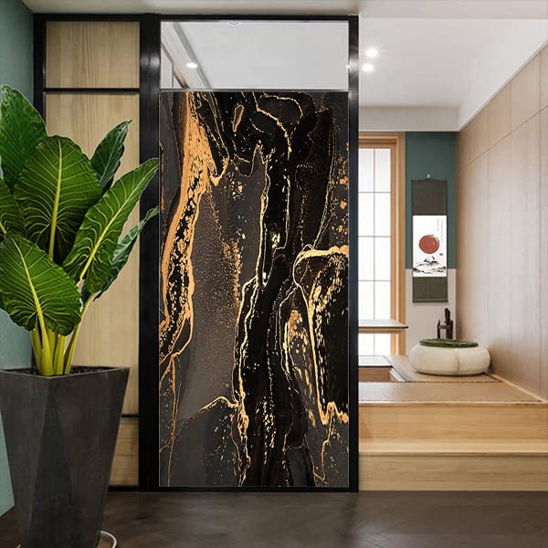Vinilo Decorativo para Ventana Estampado Mármol Oro Negro 17.7x23.6 in miniatura 5