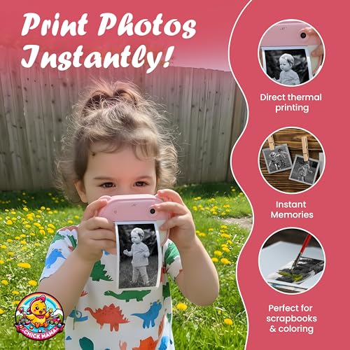 Image of Chickmama Kids Instant Print Camera, 1080P HD 13MP, Thermal Inkless Printing, Rechargeable Digital Camera for Kids, Gift for Boys & Girls Age 3-12, 2 Roll Paper Included