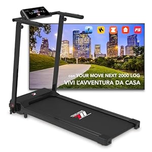 YM Elektrische loopband, opvouwbaar, 12 km/u, Italiaans merk, groot oppervlak, compact en ruimtebesparend, versterkt frame, bluetooth, app Kinomap BitGym Zwift