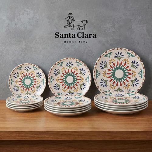Miniatura 2 de Santa Clara Vajilla Completa 12 Piezas Cerámica Stoneware Redonda Para 4 Personas, Apta Microondas Y Lavavajillas, Vajilla Coimbra Con Diseño Tradicional Para Hogar Y Cocina
