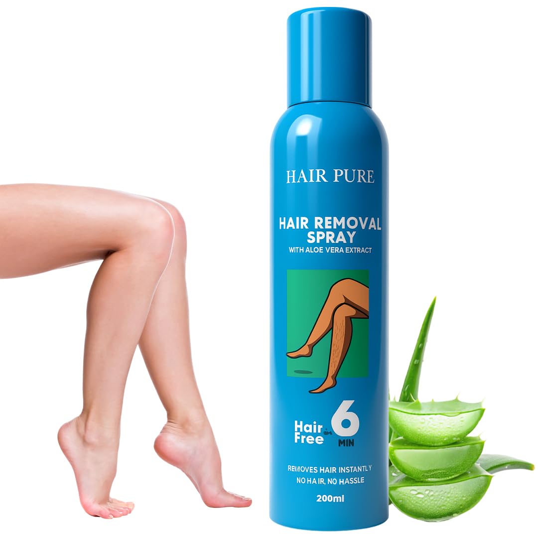 Hair Pure Instant Hair Removal Spray for Women & Men | Fast & Gentle Body Hair Removal with Aloe Vera | Suitable for Sensitive Skin | For Legs, Arms, Underarms, Chest, Back & Bikini Area | 6-Minute Application | No Razor, No Waxing | 200ml Smooth Skin Hair Remover