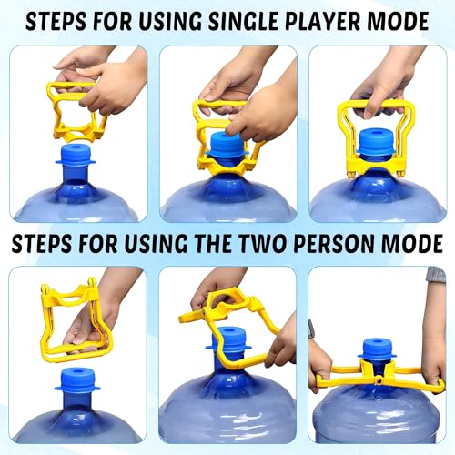 Image of (5 Pack) 3 and 5 Gallon Water Jug Cap with (1 Pack) 5 Gallon Water Bottle Handle, Silicone Reusable Replacement Cap, Non Spill Bottle Caps for 55mm Bottle Water Dispenser Caps