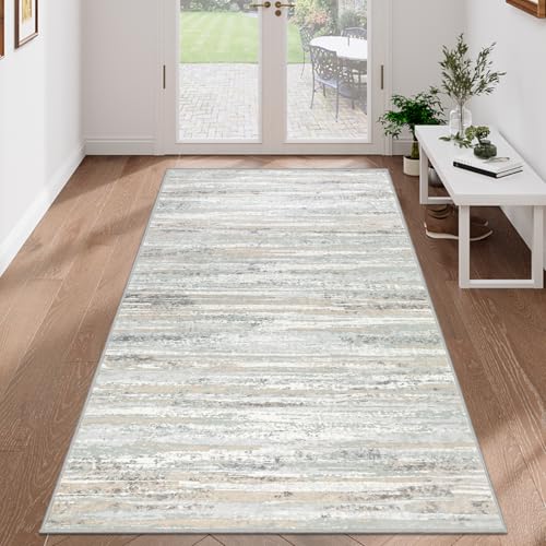 VSIWB Teppich Läufer Flur 80x150 cm, Leichter Kurzflor Küchenteppich, Waschbarer Teppich, rutschfest Küchenläufer, Teppich Flur, Beige Teppich Läufer für Wohnzimmer, Küche, Diele, Eingang, Balkon
