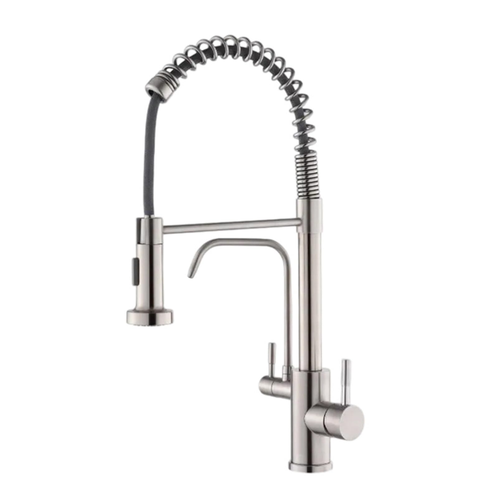 ZYCHSJXA 3 Way Kitchen Tap Pull Out Swivel Stainless Steel Sink Taps Purified Water Hot and Cold Water-Brushed